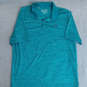 Under Armour Men's The Performance Polo XL Loose Fit Teal Heather Golf Shirt